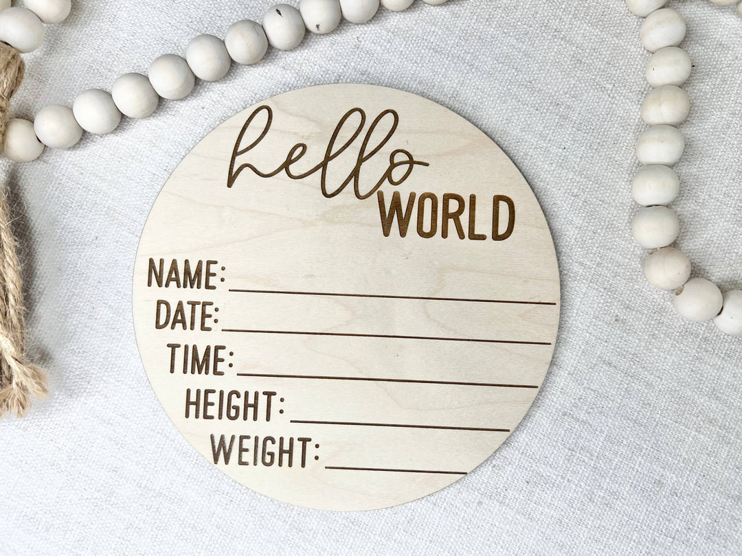 Baby Birth Announcement - Hello World Birth Stats Sign