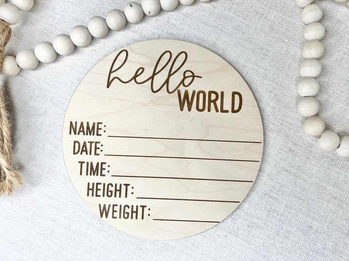 Baby Birth Announcement - Hello World Birth Stats Sign