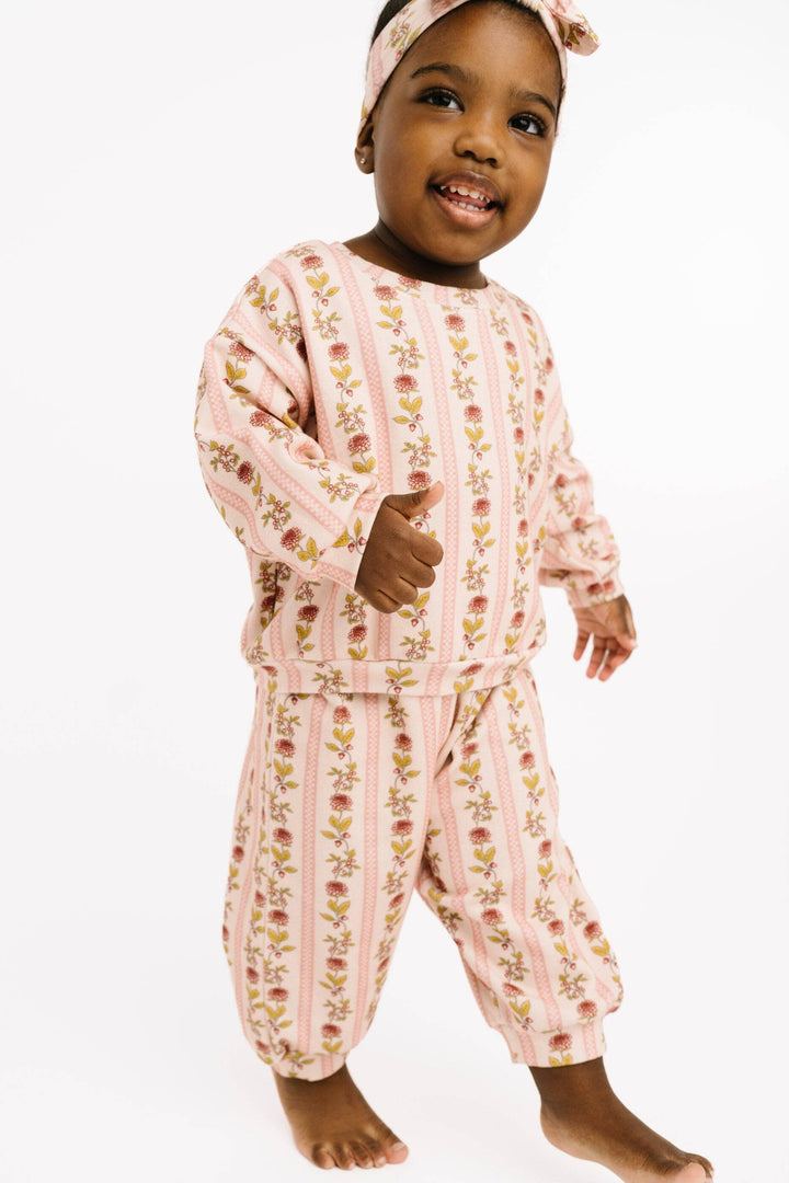 Vintage Floral Stripe Sweatsuit