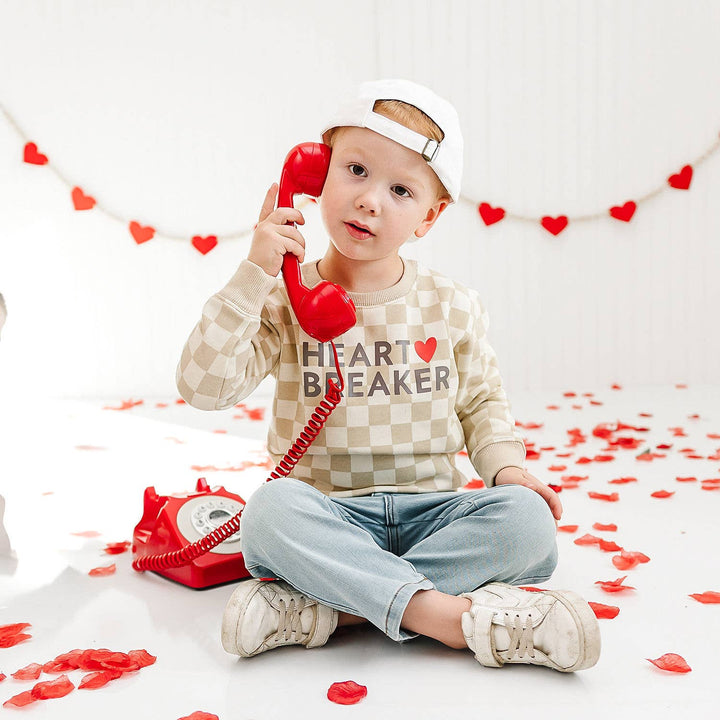 Heartbreaker Checkered Valentine's Day Sweatshirt - Boys