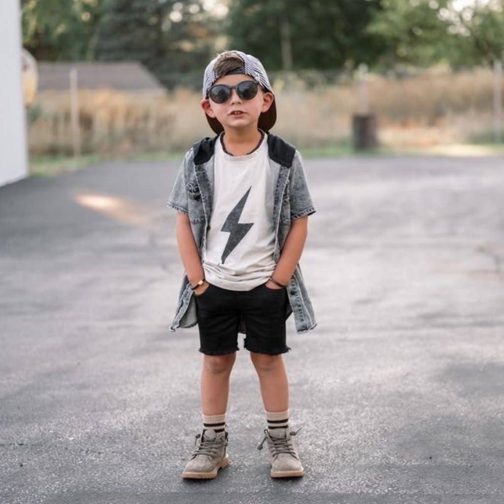 Boys Clothes Greige Acid Wash Spark Tee - USA Made