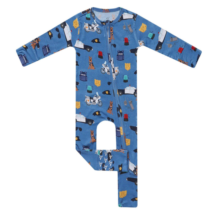 Bamboo Convertible Zip-Up Footie Pajama - Police Officer