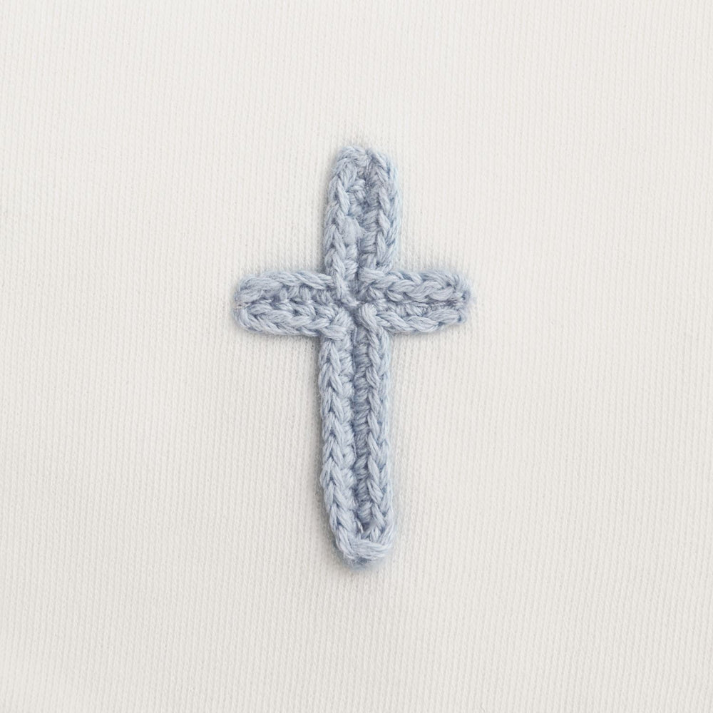 Blue Crochet Cross Bib
