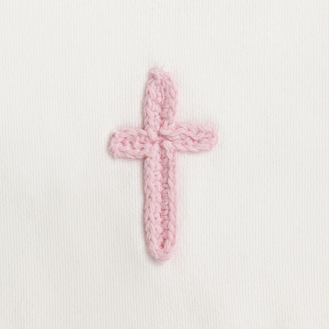 Pink Crochet Cross Bib