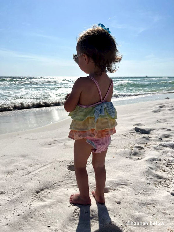 Seersucker Ruffle Swimsuit