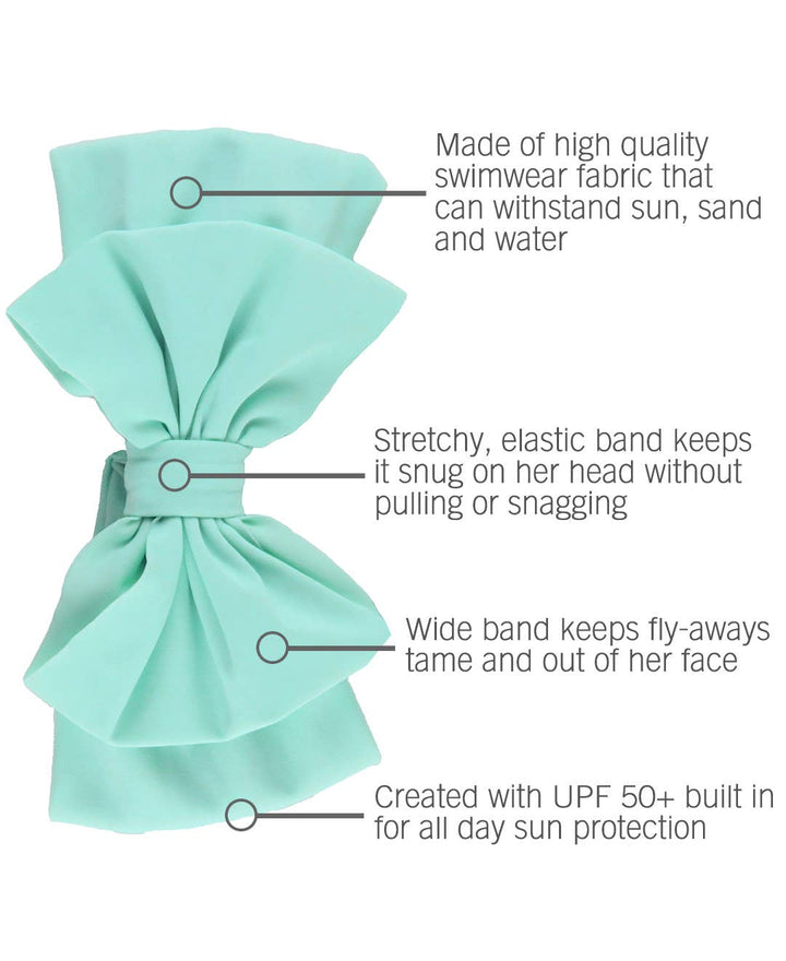 Girls Vintage Aqua Swim + Active Bow Headband