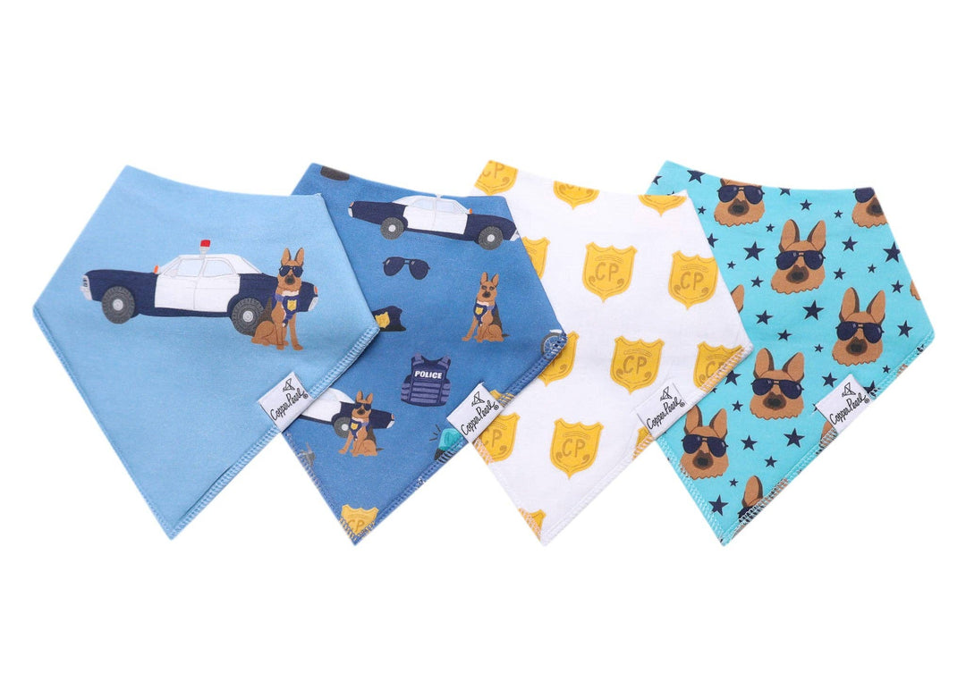 4 Pack Baby Bandana Bibs - Police Officer