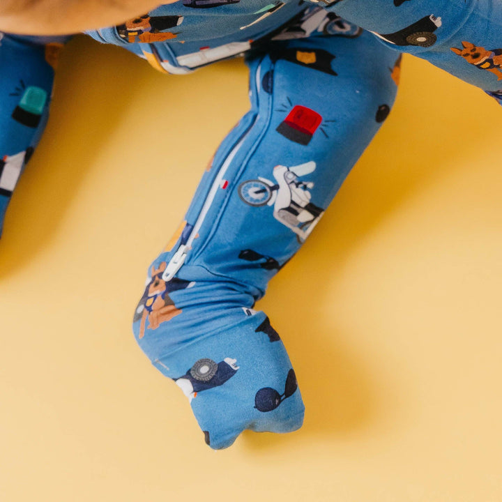 Bamboo Convertible Zip-Up Footie Pajama - Police Officer