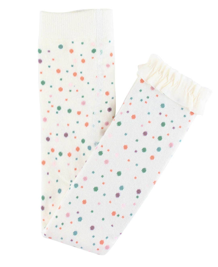 Girls Spotty Dots Patterned Footless Ruffle Tights
