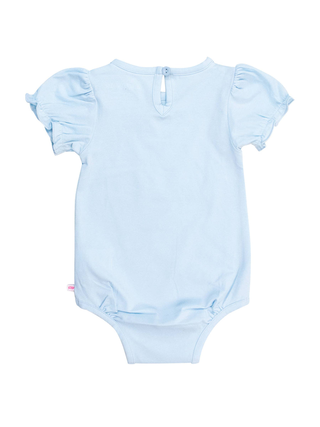 Baby Girls Light Blue Knit Puff Short Sleeve Bodysuit