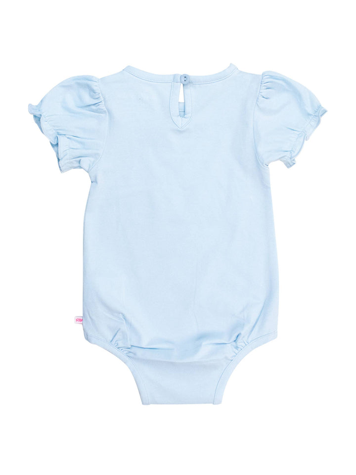 Baby Girls Light Blue Knit Puff Short Sleeve Bodysuit