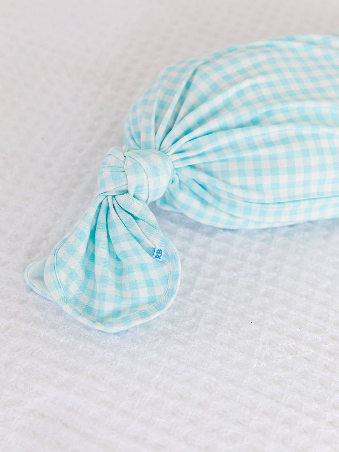 Baby Blue Breeze Gingham Modal Blend Knotted Sleep Gown & Hat Set