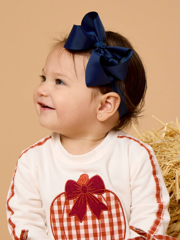 Girls Dark Navy Bow Headband
