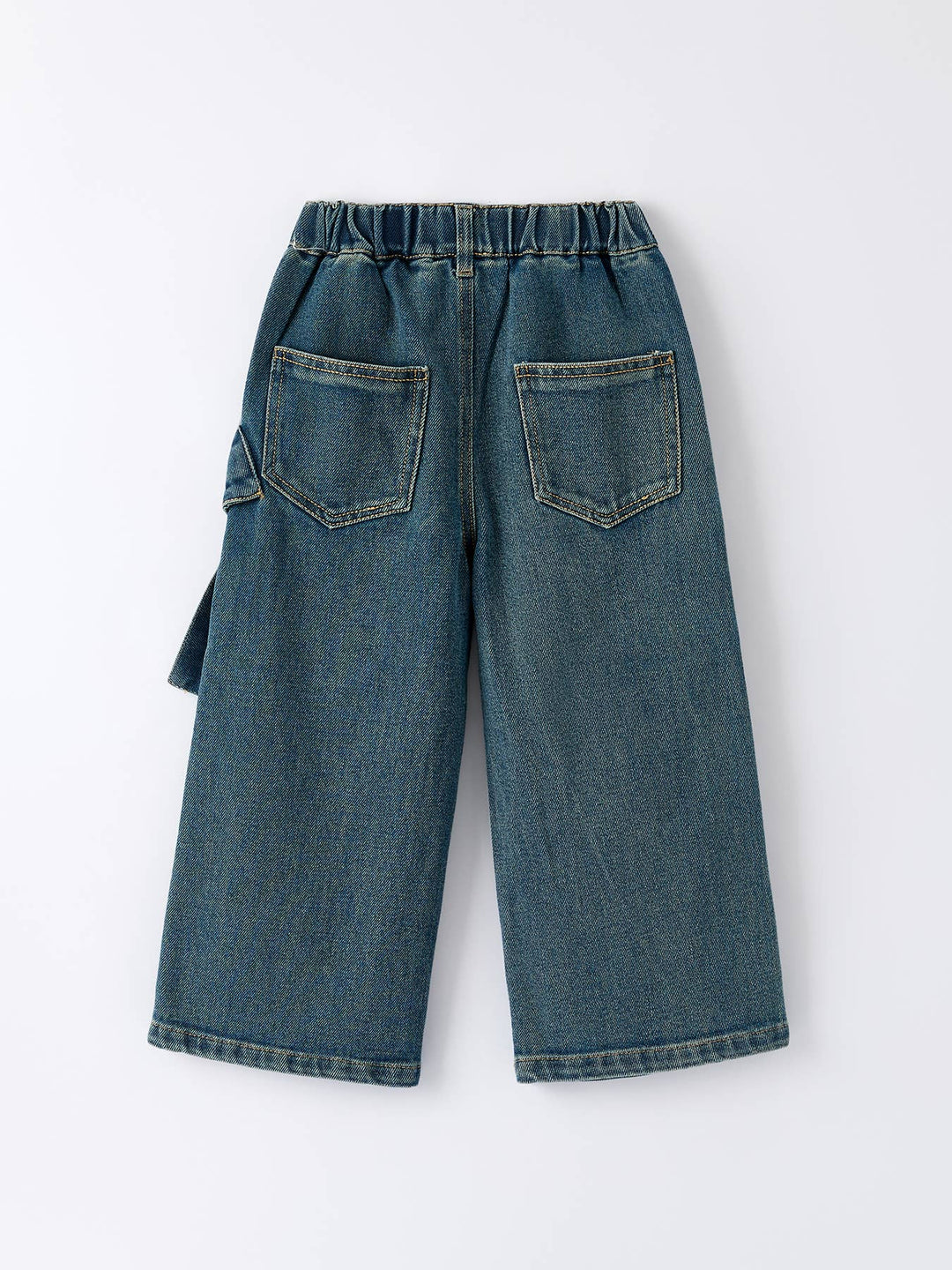 Girls Bow Stretch Wide-Leg Jeans No Belt