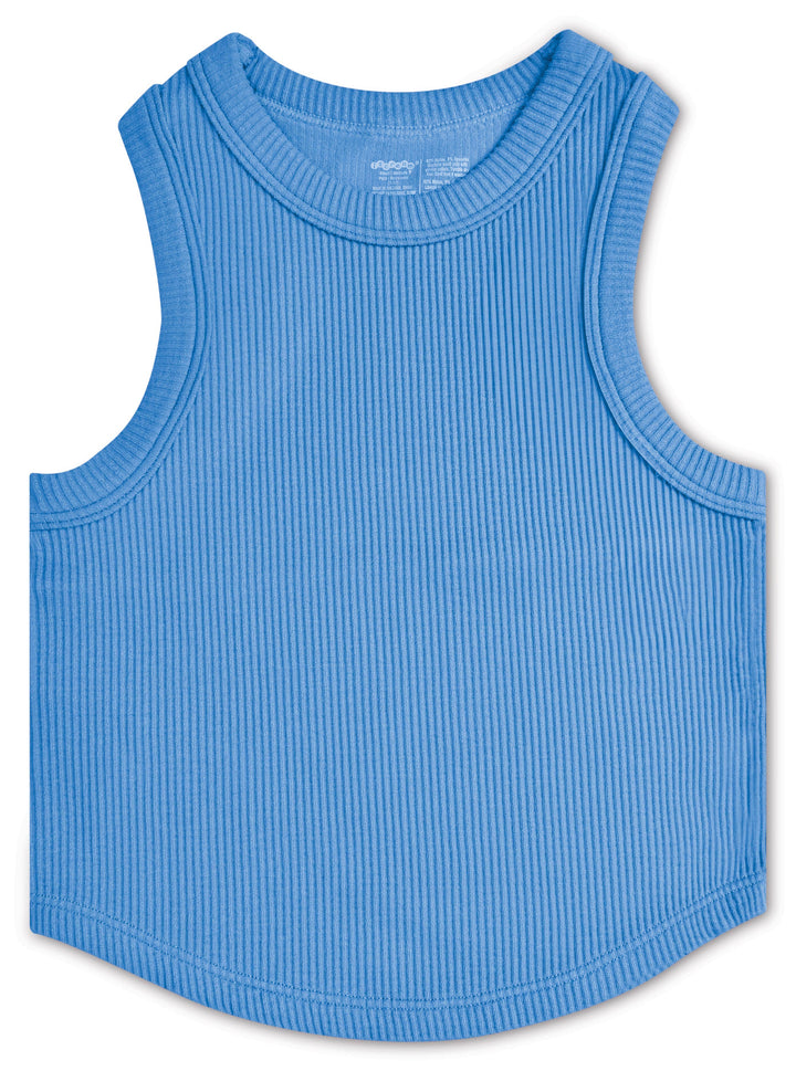 BRIGHT BLUE CROPPED RIBBED RACERBACK TANK TOP (MED/LG)
