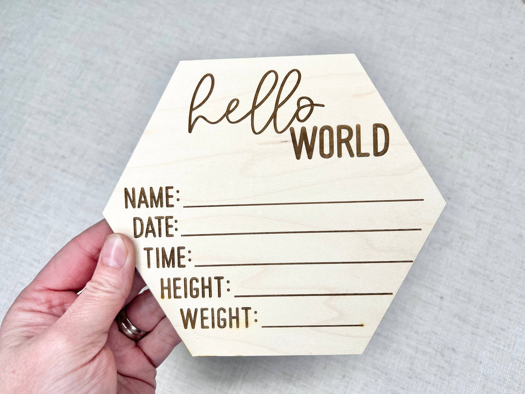 Baby Birth Announcement - Hello World Birth Stats Sign