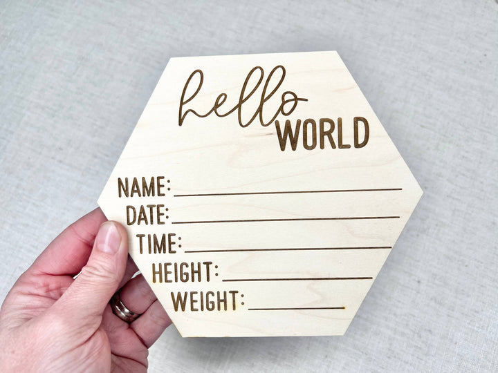 Baby Birth Announcement - Hello World Birth Stats Sign