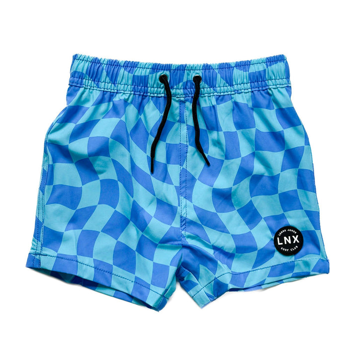 SWIM TRUNK - WAVY CHECKS - BLUE