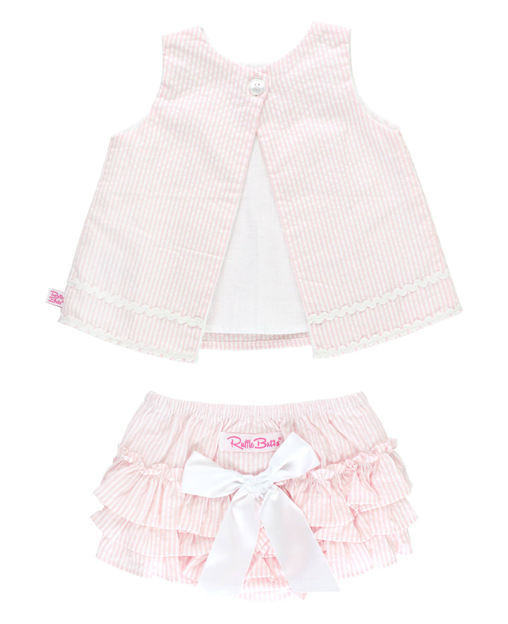Baby Girls Pink Seersucker Ric Rac Swing Top & Bloomer Set
