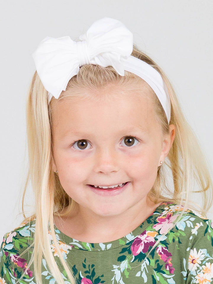 Girls White Big Bow Headband