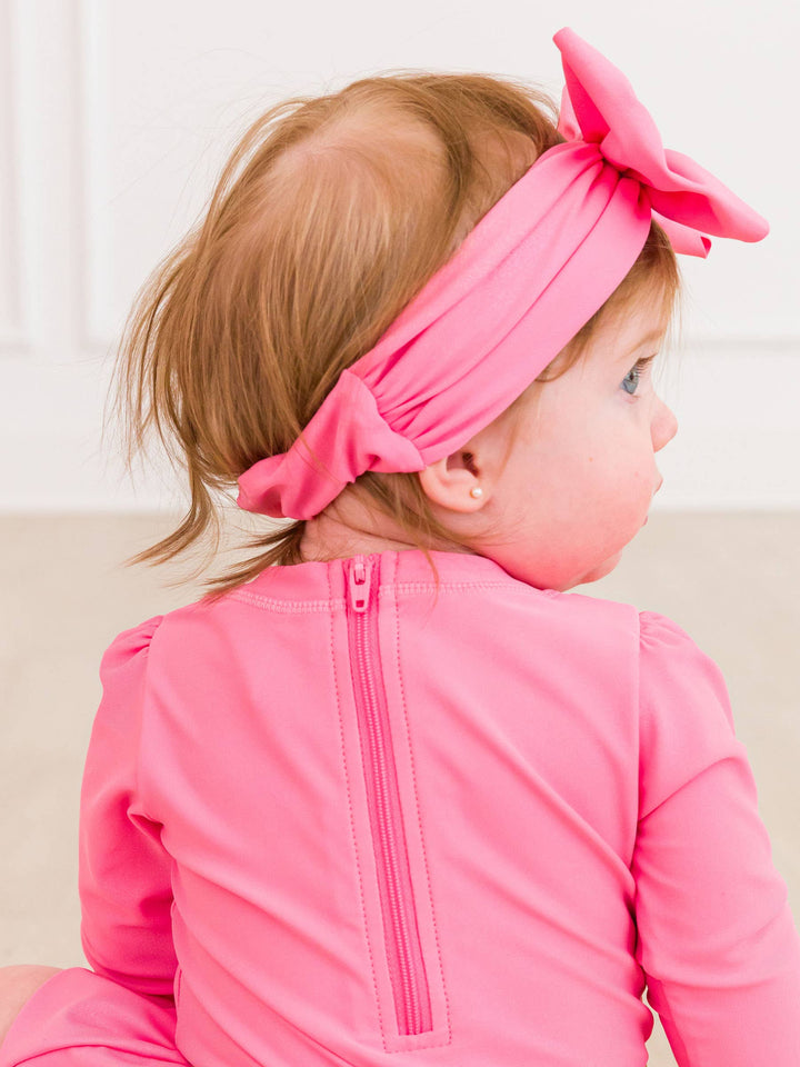 Girls Rose Shimmer Swim + Active Bow Headband