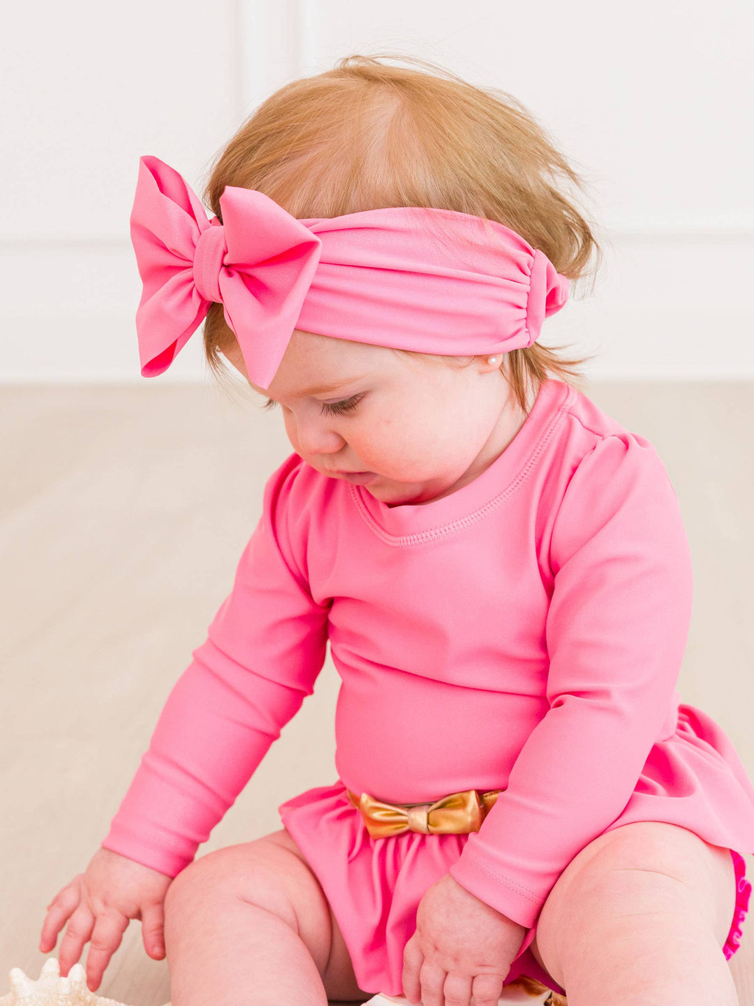 Girls Rose Shimmer Swim + Active Bow Headband