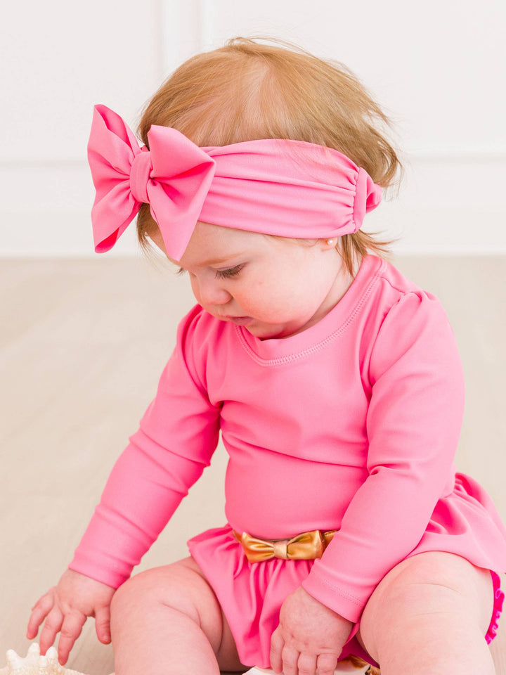 Girls Rose Shimmer Swim + Active Bow Headband