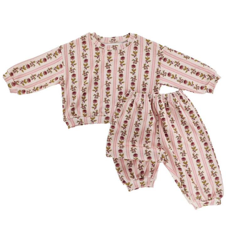 Vintage Floral Stripe Sweatsuit