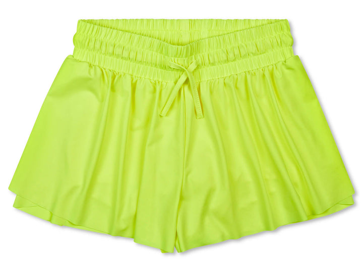 Neon Yellow Butterfly Shorts (Youth Large (14))