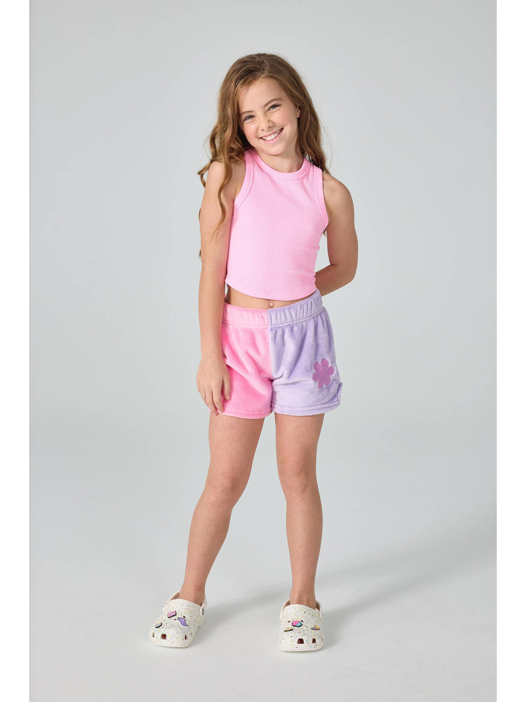 Rose Cropped Ribbed Racerback Tank Top (Youth M/L (10-14))