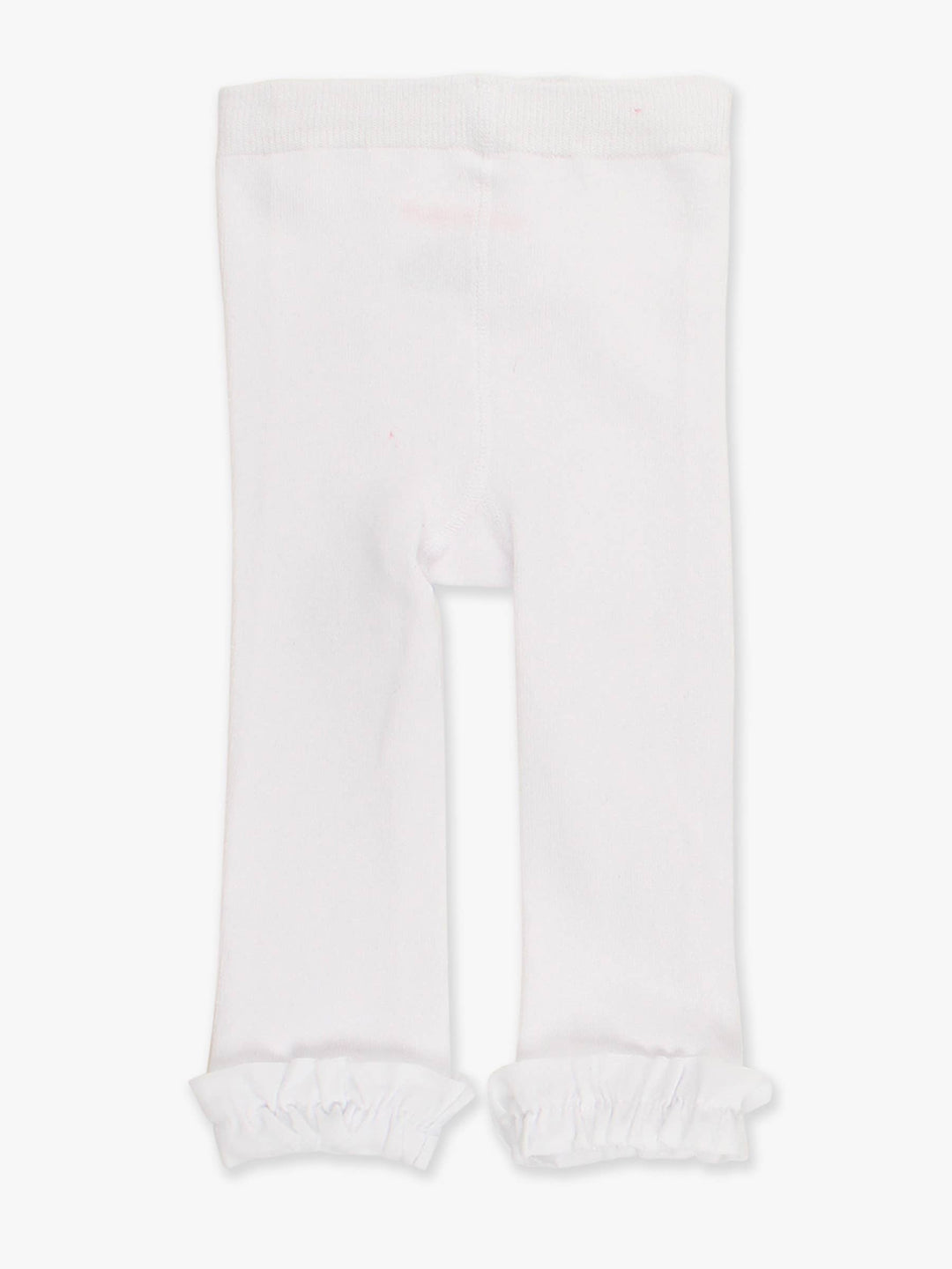 Girls White Footless Ruffle Tights
