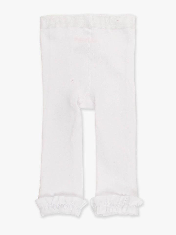 Girls White Footless Ruffle Tights