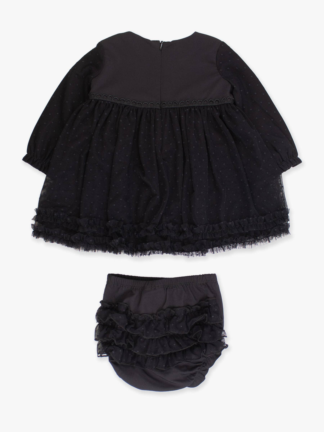 Black Long Sleeve Tulle Dress & Bloomer Set