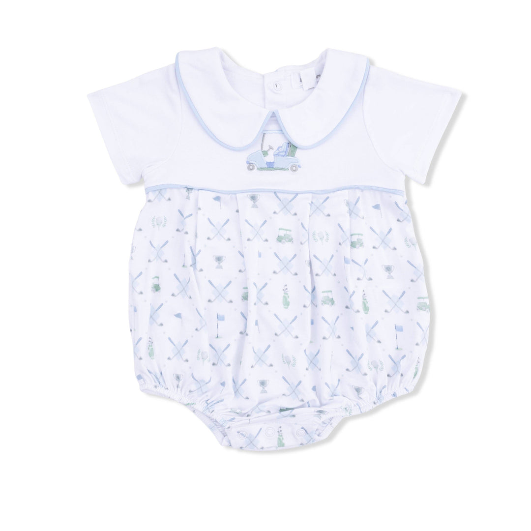 Golf Trellis Blue - Classic Box Pleat Bubble