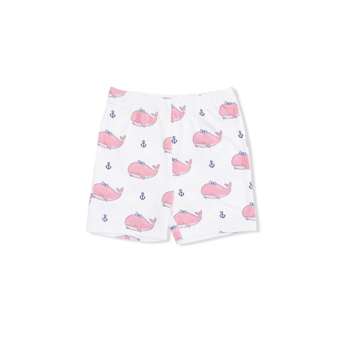 Bubbly Whale with Bow  Pink - Loungewear Short Set