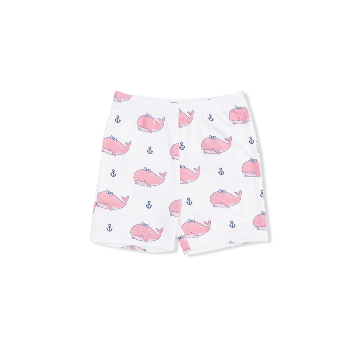 Bubbly Whale with Bow  Pink - Loungewear Short Set