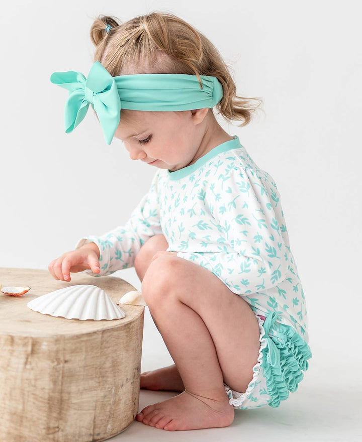 Girls Vintage Aqua Swim + Active Bow Headband