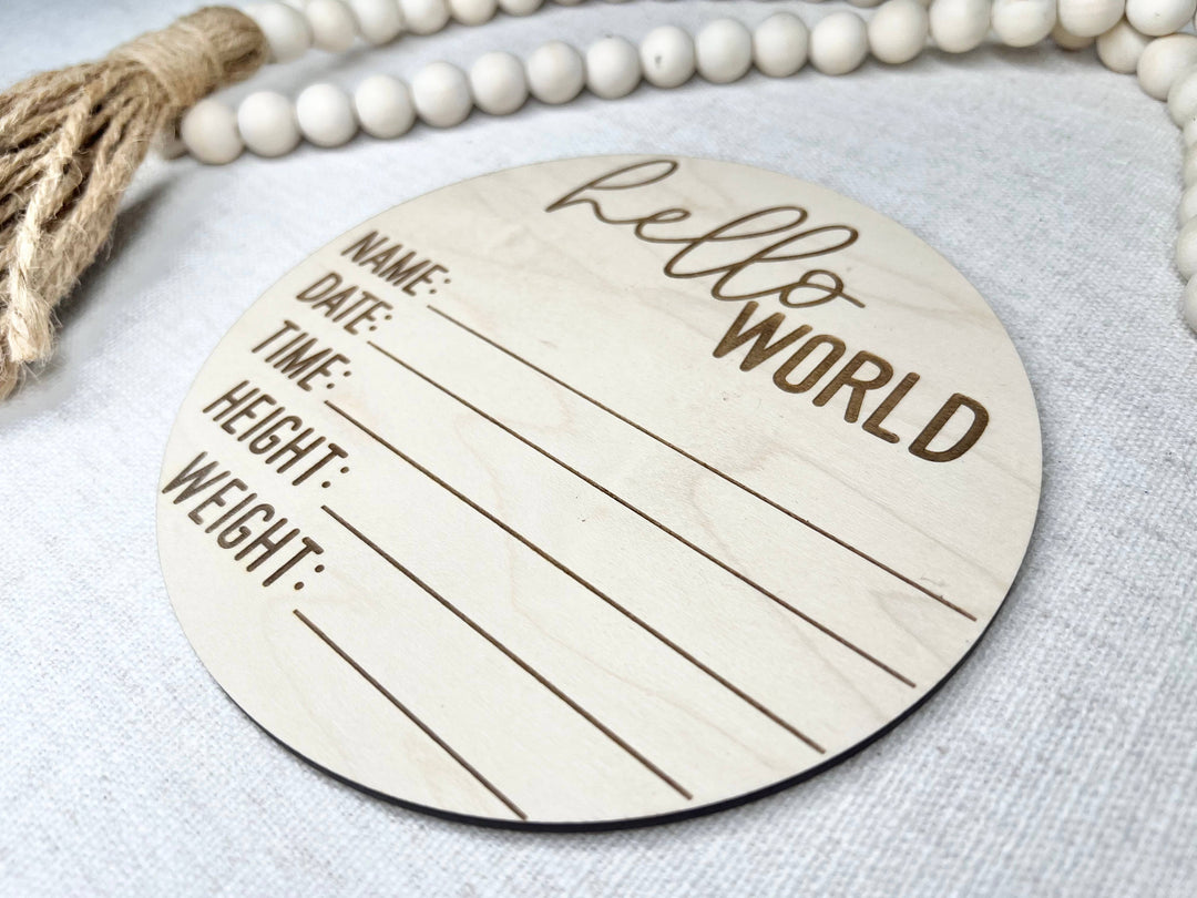 Baby Birth Announcement - Hello World Birth Stats Sign