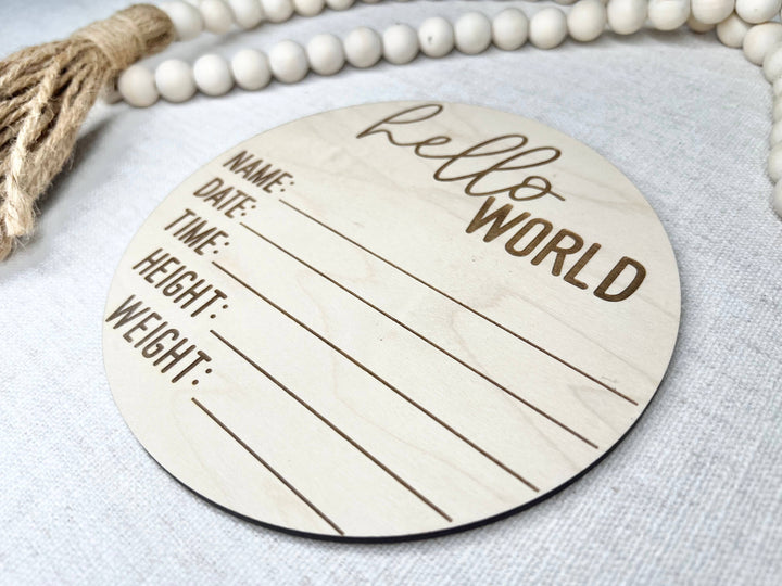 Baby Birth Announcement - Hello World Birth Stats Sign