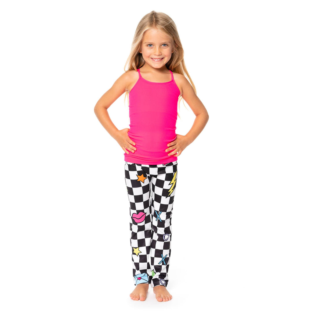 Little Girls (4-6x) B&W Checkered w/ Icons Print