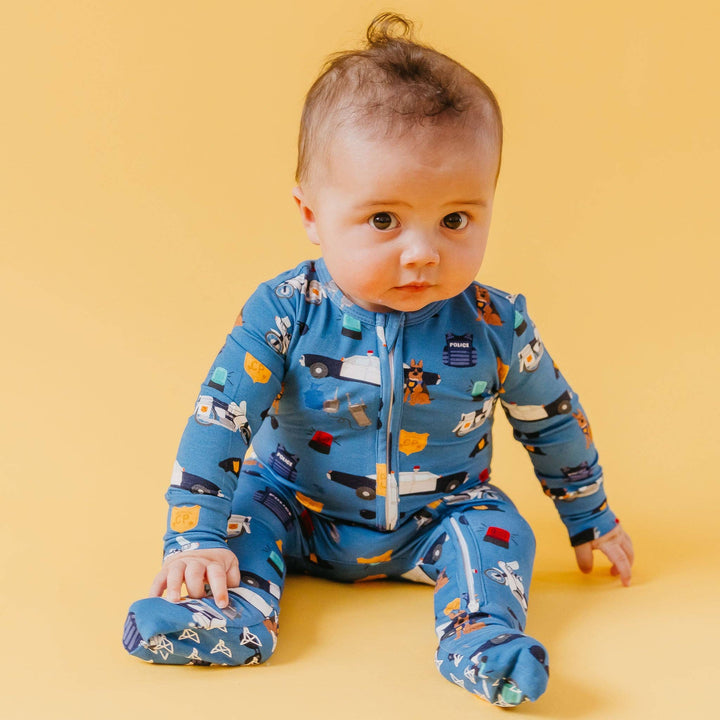 Bamboo Convertible Zip-Up Footie Pajama - Police Officer