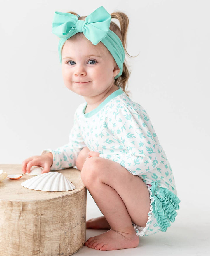 Girls Vintage Aqua Swim + Active Bow Headband