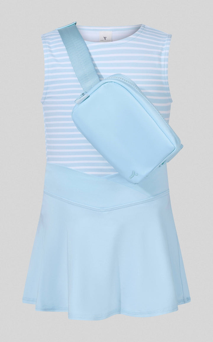 Little Girls Tank, Crossover Skort, Fanny bag Set - Ocean Spalsh