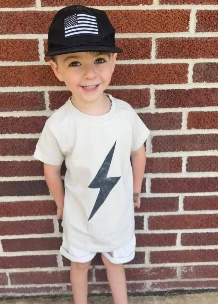 Boys Clothes Greige Acid Wash Spark Tee - USA Made