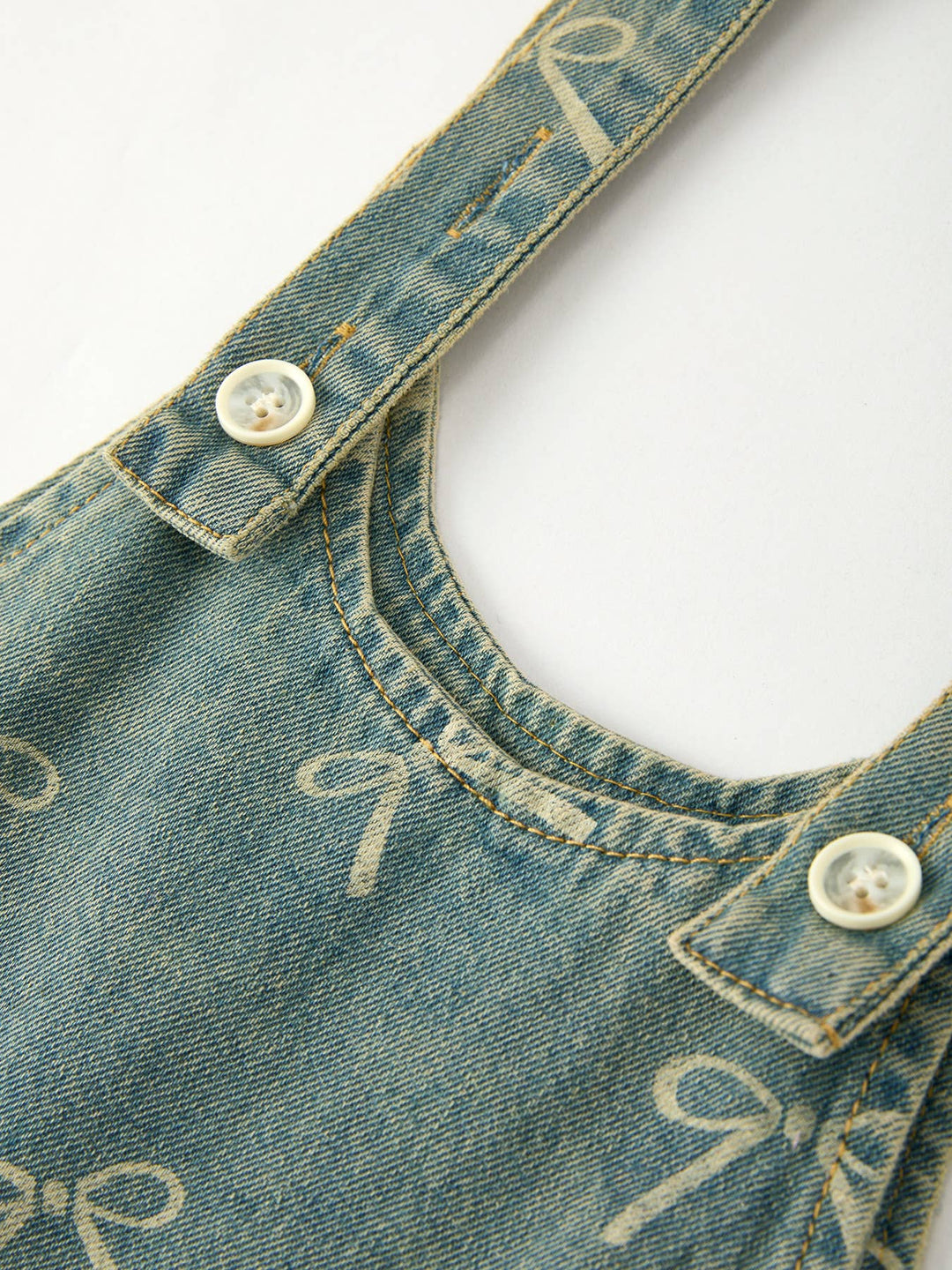 Cute Bow Pattern Denim Baby Girls Jumpsuit