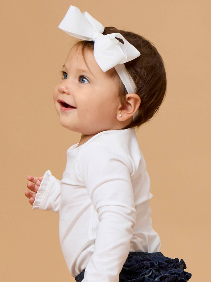 Girls White Bow Headband