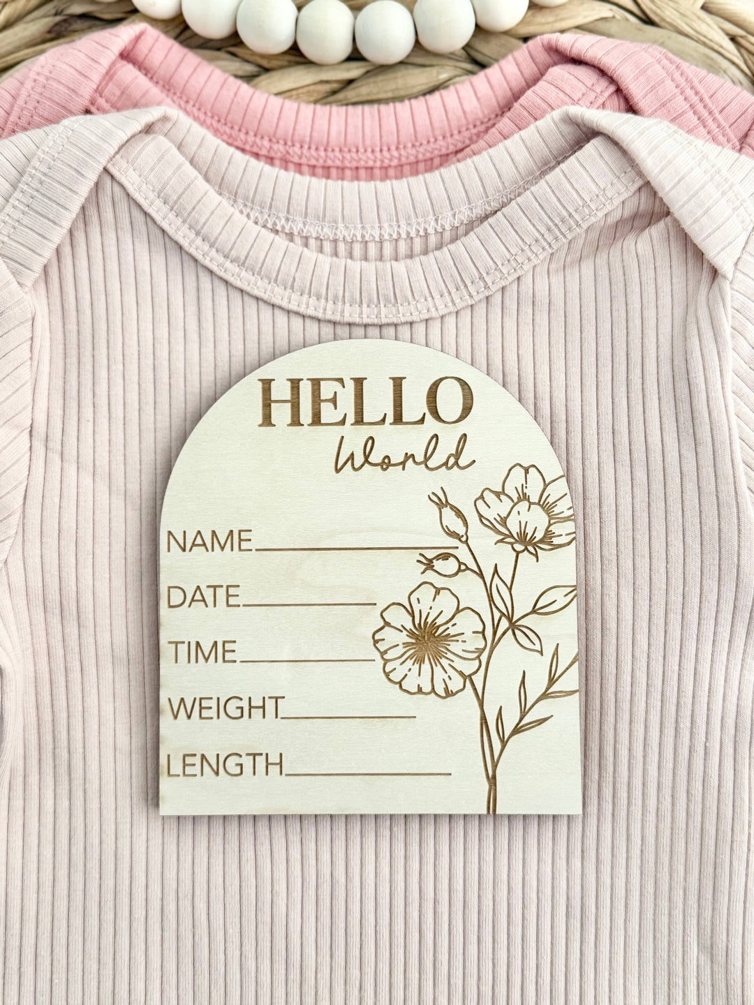 Floral Hello World Wooden Disc