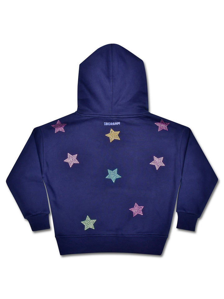 Sparkling Stars Navy Hoodie Sweatshirt (Medium (10-12))