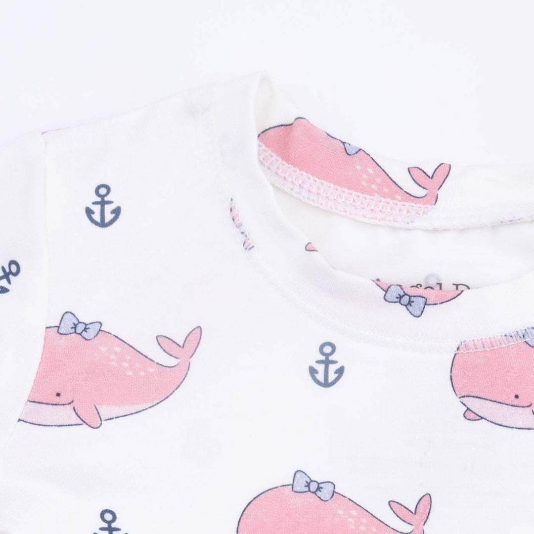 Bubbly Whale with Bow  Pink - Loungewear Short Set