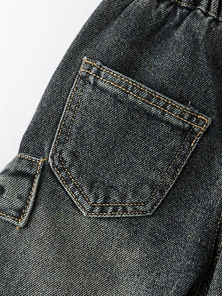 Girls Bow Stretch Wide-Leg Jeans No Belt